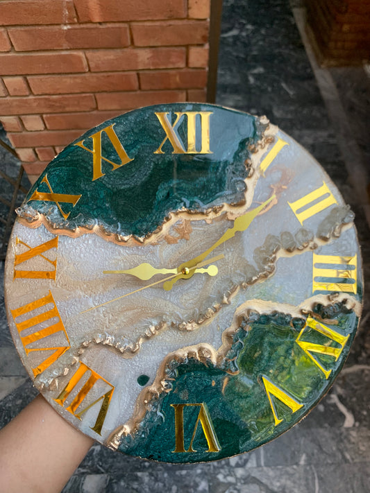 Emerald green Geode Clock