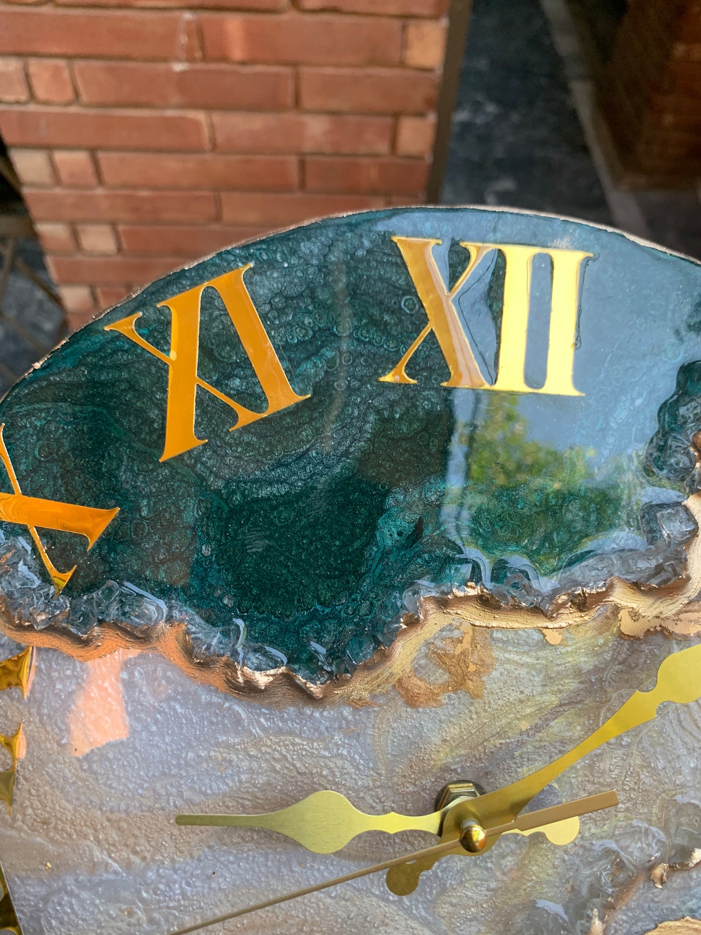 Emerald green Geode Clock