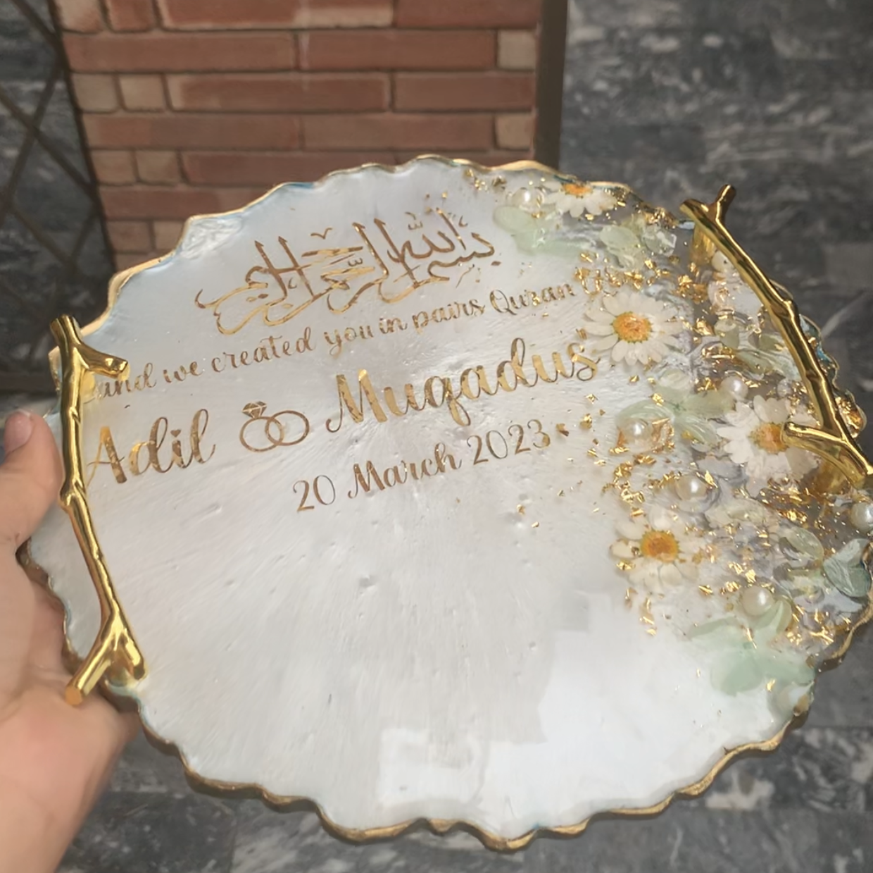 Nikkah/Engagement Plaque | 3D flowers