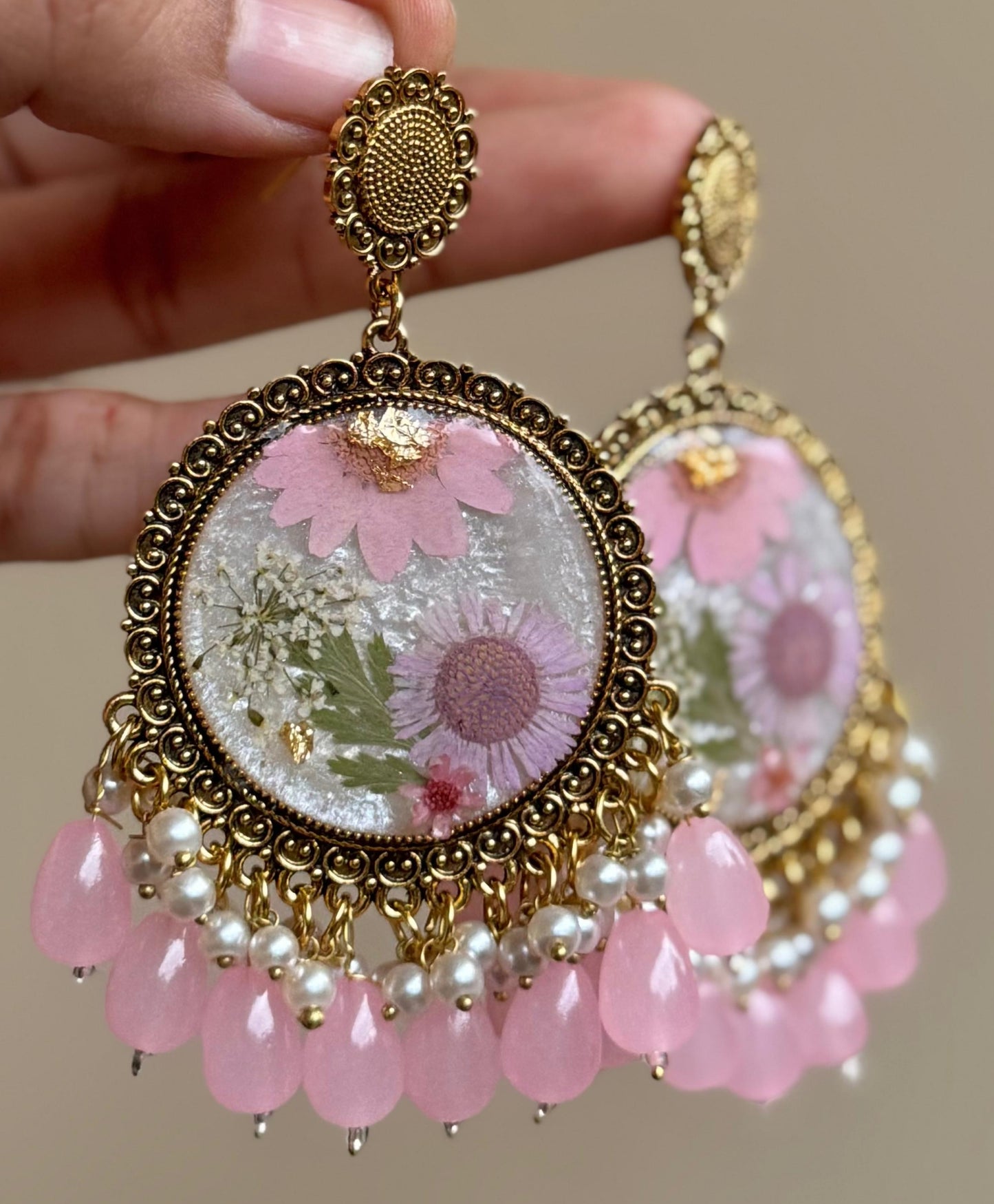 Ghulabi Resin Jhumkay